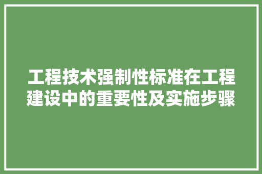 工程技术强制性标准在工程建设中的重要性及实施步骤 现代风格装饰