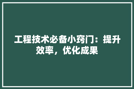工程技术必备小窍门：提升效率，优化成果 现代风格装饰
