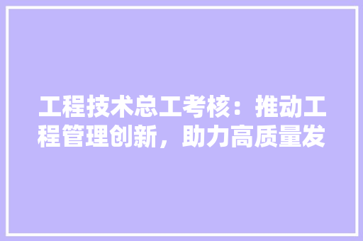 工程技术总工考核：推动工程管理创新，助力高质量发展