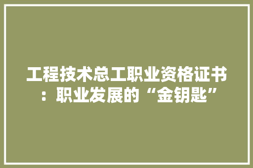 工程技术总工职业资格证书：职业发展的“金钥匙” 现代风格装饰