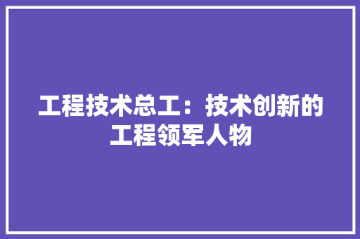 工程技术总工：技术创新的工程领军人物 现代风格装饰