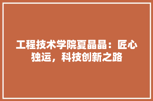 工程技术学院夏晶晶：匠心独运，科技创新之路 现代风格装饰