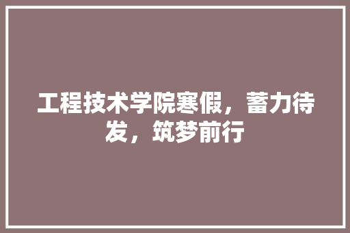 工程技术学院寒假，蓄力待发，筑梦前行