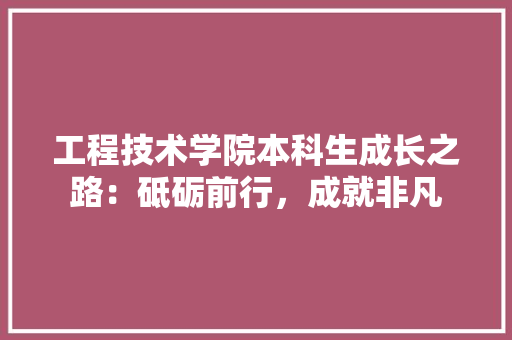工程技术学院本科生成长之路：砥砺前行，成就非凡 现代风格装饰
