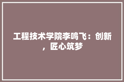 工程技术学院李鸣飞：创新，匠心筑梦 现代风格装饰