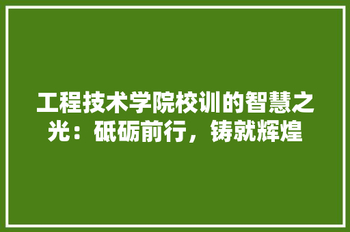 工程技术学院校训的智慧之光：砥砺前行，铸就辉煌