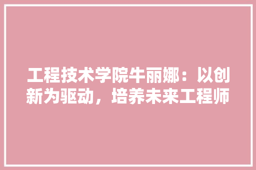 工程技术学院牛丽娜：以创新为驱动，培养未来工程师的领航者 现代风格装饰