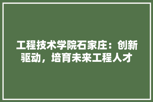 工程技术学院石家庄：创新驱动，培育未来工程人才