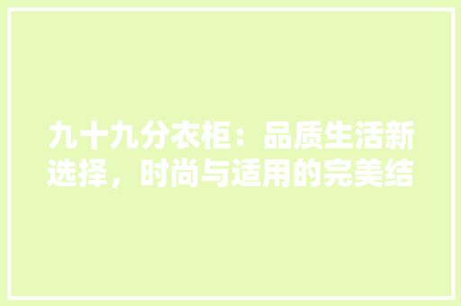 九十九分衣柜：品质生活新选择，时尚与适用的完美结合 家居装修