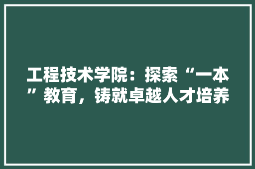 工程技术学院：探索“一本”教育，铸就卓越人才培养基地 现代风格装饰