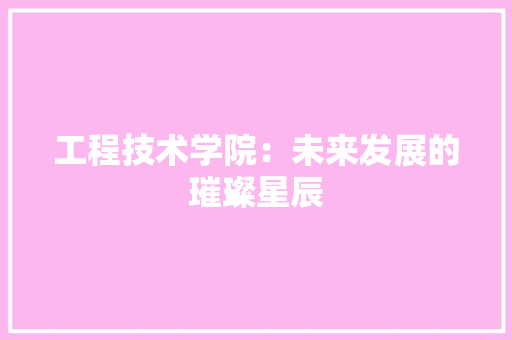 工程技术学院：未来发展的璀璨星辰 现代风格装饰