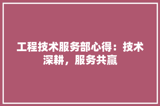 工程技术服务部心得：技术深耕，服务共赢 现代风格装饰