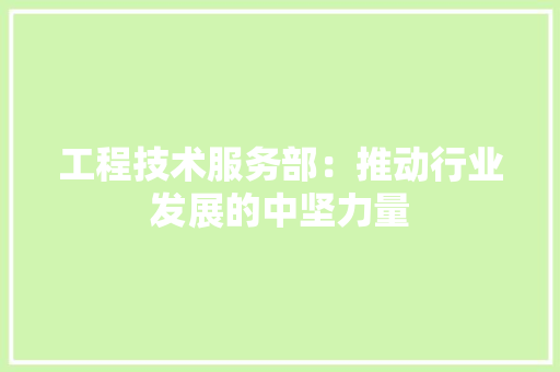 工程技术服务部：推动行业发展的中坚力量 现代风格装饰