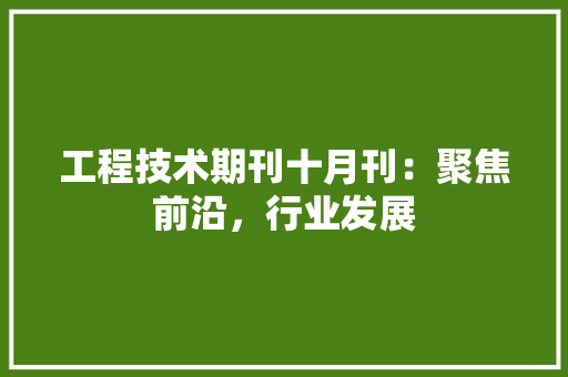 工程技术期刊十月刊：聚焦前沿，行业发展 现代风格装饰