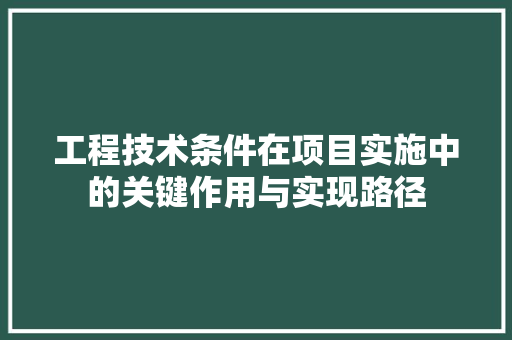 工程技术条件在项目实施中的关键作用与实现路径 现代风格装饰