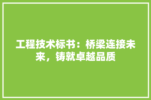 工程技术标书：桥梁连接未来，铸就卓越品质 现代风格装饰