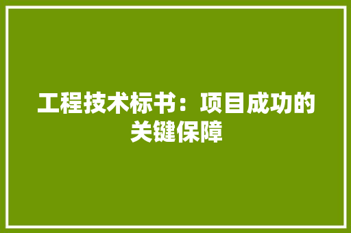 工程技术标书：项目成功的关键保障 现代风格装饰