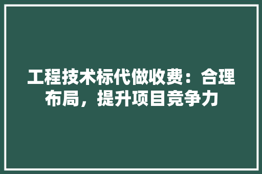 工程技术标代做收费：合理布局，提升项目竞争力 现代风格装饰