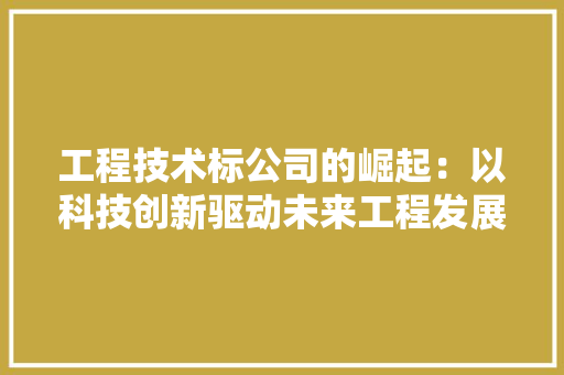 工程技术标公司的崛起：以科技创新驱动未来工程发展 现代风格装饰