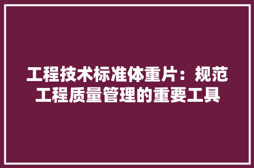 工程技术标准体重片：规范工程质量管理的重要工具 现代风格装饰