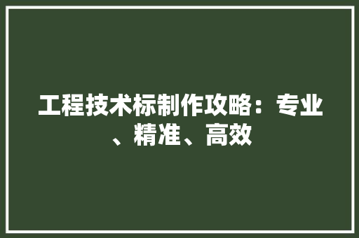 工程技术标制作攻略：专业、精准、高效
