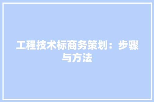 工程技术标商务策划：步骤与方法 现代风格装饰
