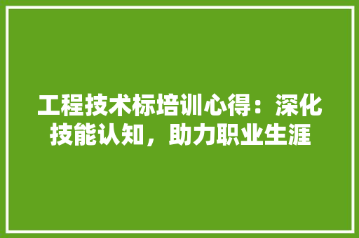 工程技术标培训心得：深化技能认知，助力职业生涯 现代风格装饰