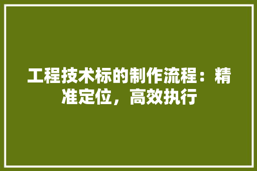 工程技术标的制作流程：精准定位，高效执行 现代风格装饰