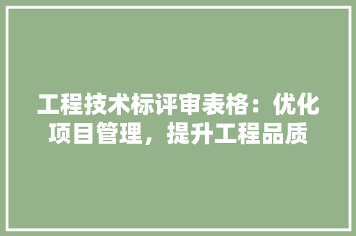 工程技术标评审表格：优化项目管理，提升工程品质 现代风格装饰
