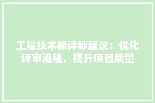 工程技术标评标建议：优化评审流程，提升项目质量 现代风格装饰