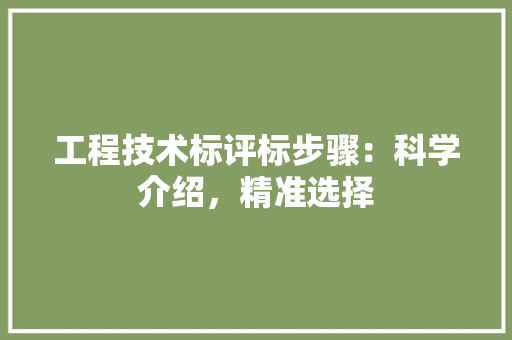 工程技术标评标步骤：科学介绍，精准选择 现代风格装饰