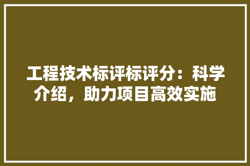 工程技术标评标评分：科学介绍，助力项目高效实施 现代风格装饰
