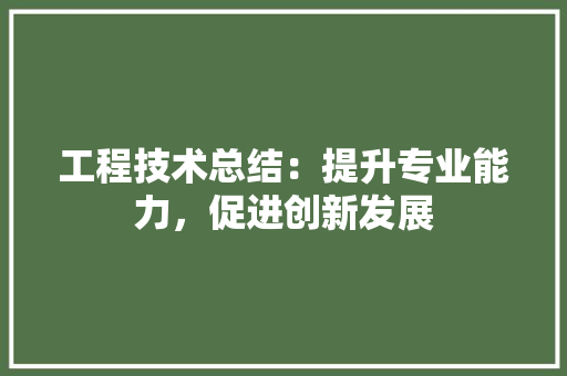 工程技术总结：提升专业能力，促进创新发展 现代风格装饰
