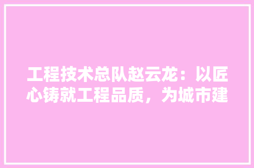 工程技术总队赵云龙：以匠心铸就工程品质，为城市建设添砖加瓦 现代风格装饰