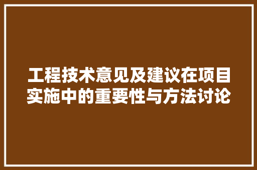 工程技术意见及建议在项目实施中的重要性与方法讨论 现代风格装饰