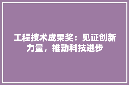 工程技术成果奖：见证创新力量，推动科技进步