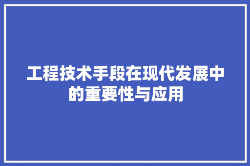工程技术手段在现代发展中的重要性与应用 现代风格装饰