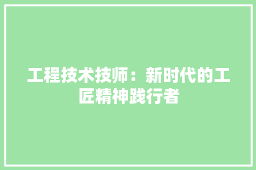 工程技术技师：新时代的工匠精神践行者 现代风格装饰