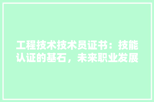 工程技术技术员证书：技能认证的基石，未来职业发展的敲门砖 现代风格装饰