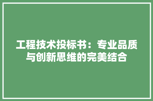 工程技术投标书：专业品质与创新思维的完美结合 现代风格装饰