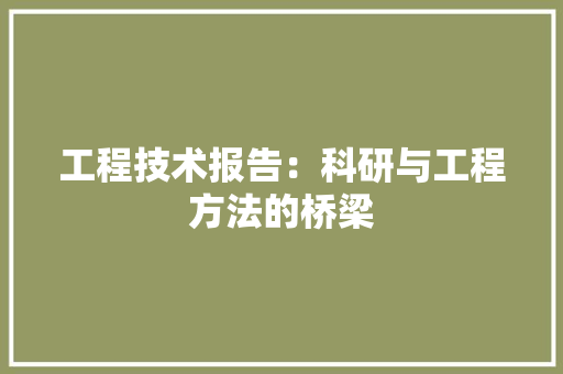 工程技术报告：科研与工程方法的桥梁 现代风格装饰