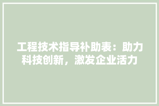 工程技术指导补助表：助力科技创新，激发企业活力