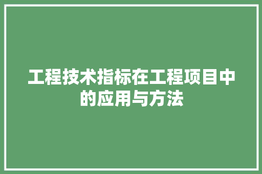工程技术指标在工程项目中的应用与方法 现代风格装饰