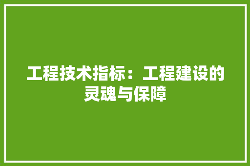 工程技术指标：工程建设的灵魂与保障 现代风格装饰