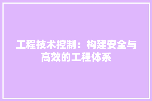 工程技术控制：构建安全与高效的工程体系 现代风格装饰
