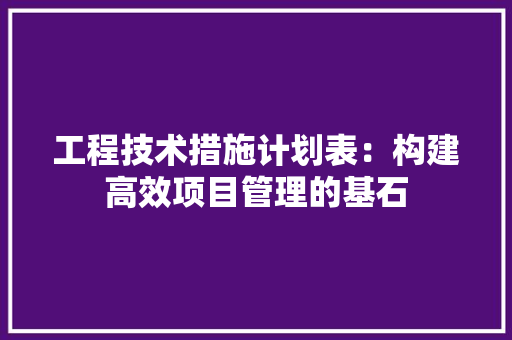 工程技术措施计划表：构建高效项目管理的基石 现代风格装饰