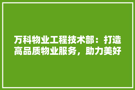 万科物业工程技术部：打造高品质物业服务，助力美好生活 软装设计