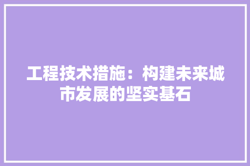工程技术措施：构建未来城市发展的坚实基石 现代风格装饰