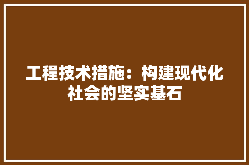 工程技术措施：构建现代化社会的坚实基石 现代风格装饰