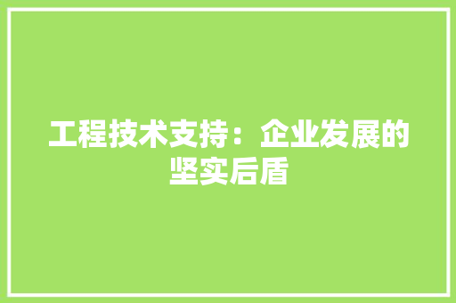 工程技术支持：企业发展的坚实后盾